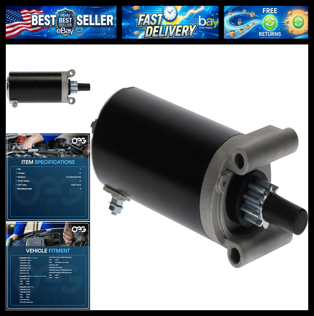 OEG Parts Starter Fits Kohler Courage 7000 Series 20-27HP 2005-2012