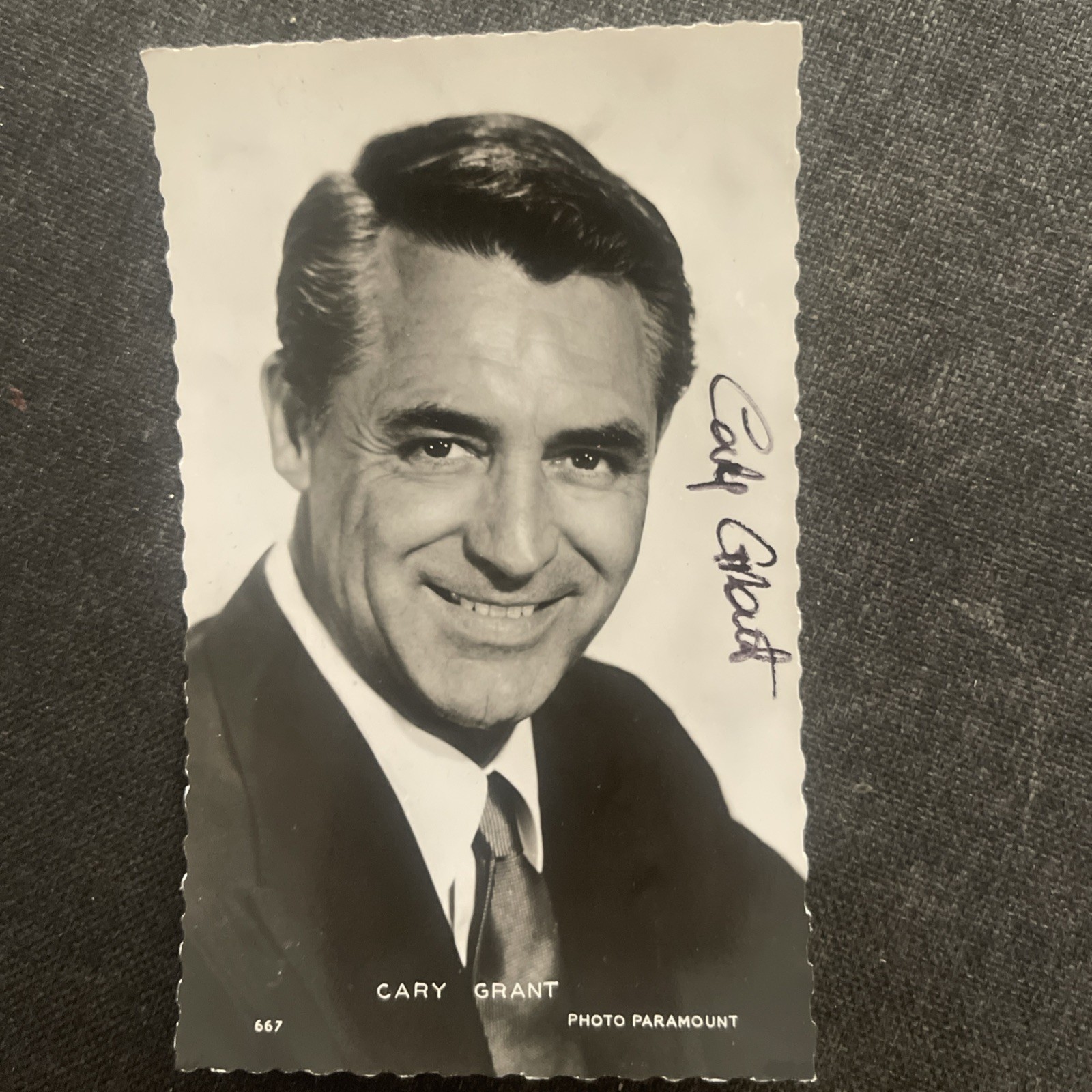Vintage Cary Grant Cinema Postcard Autograph Signature Dedication