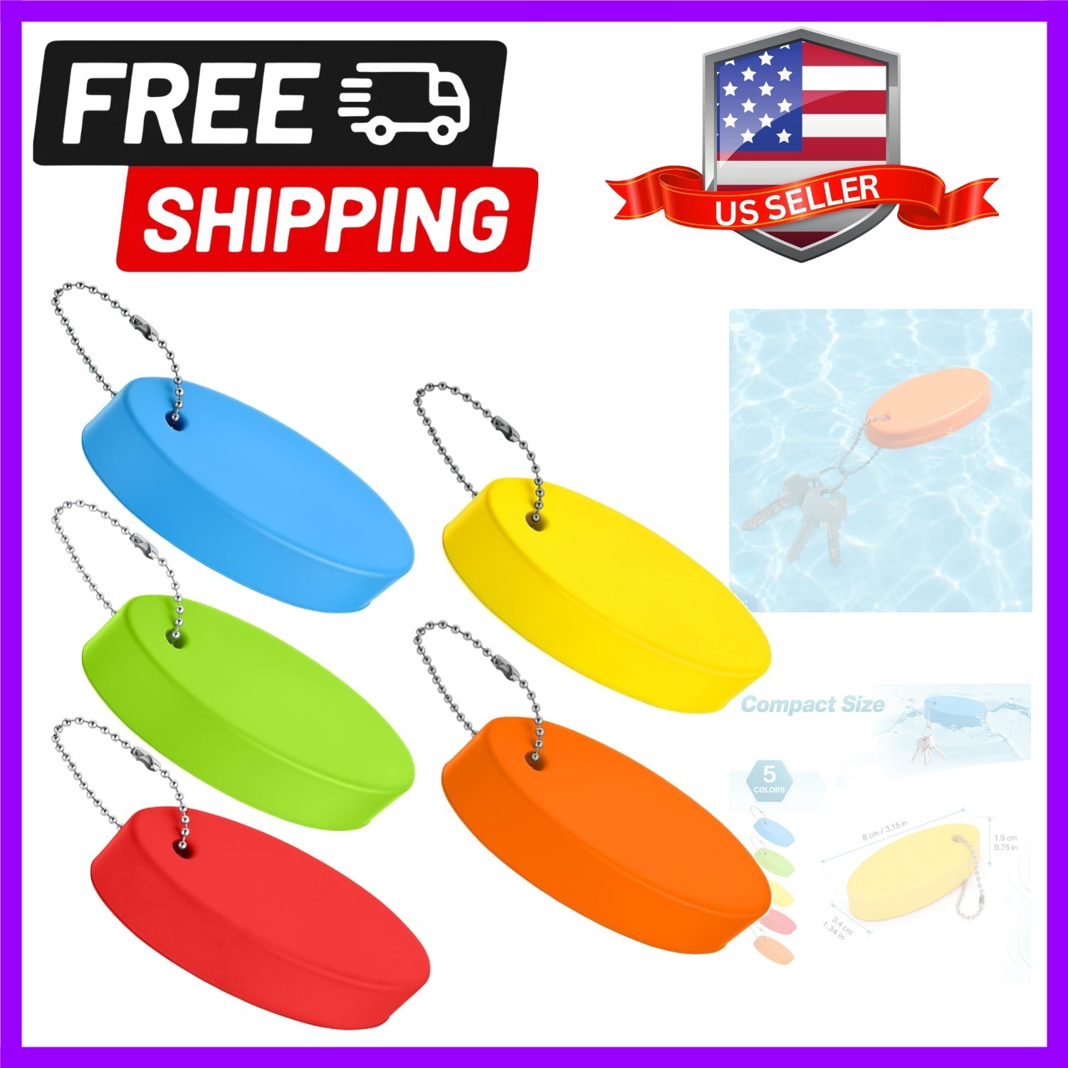 Compact 5 Pcs Floating Keychains - Nautical Key Rings for Boating & Fishing Compact 5 Pcs Floating Keychains - Nautical Key Rings for Boating & Fishing