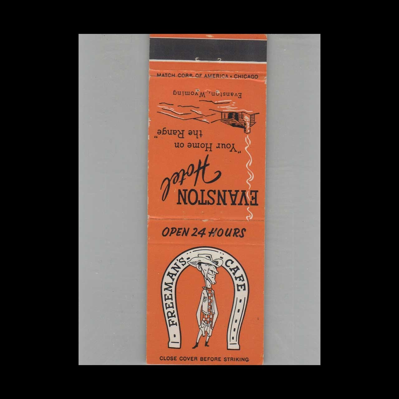 Matchbook Cover Freeman's Cafe Evanston Hotel Evanston, WY