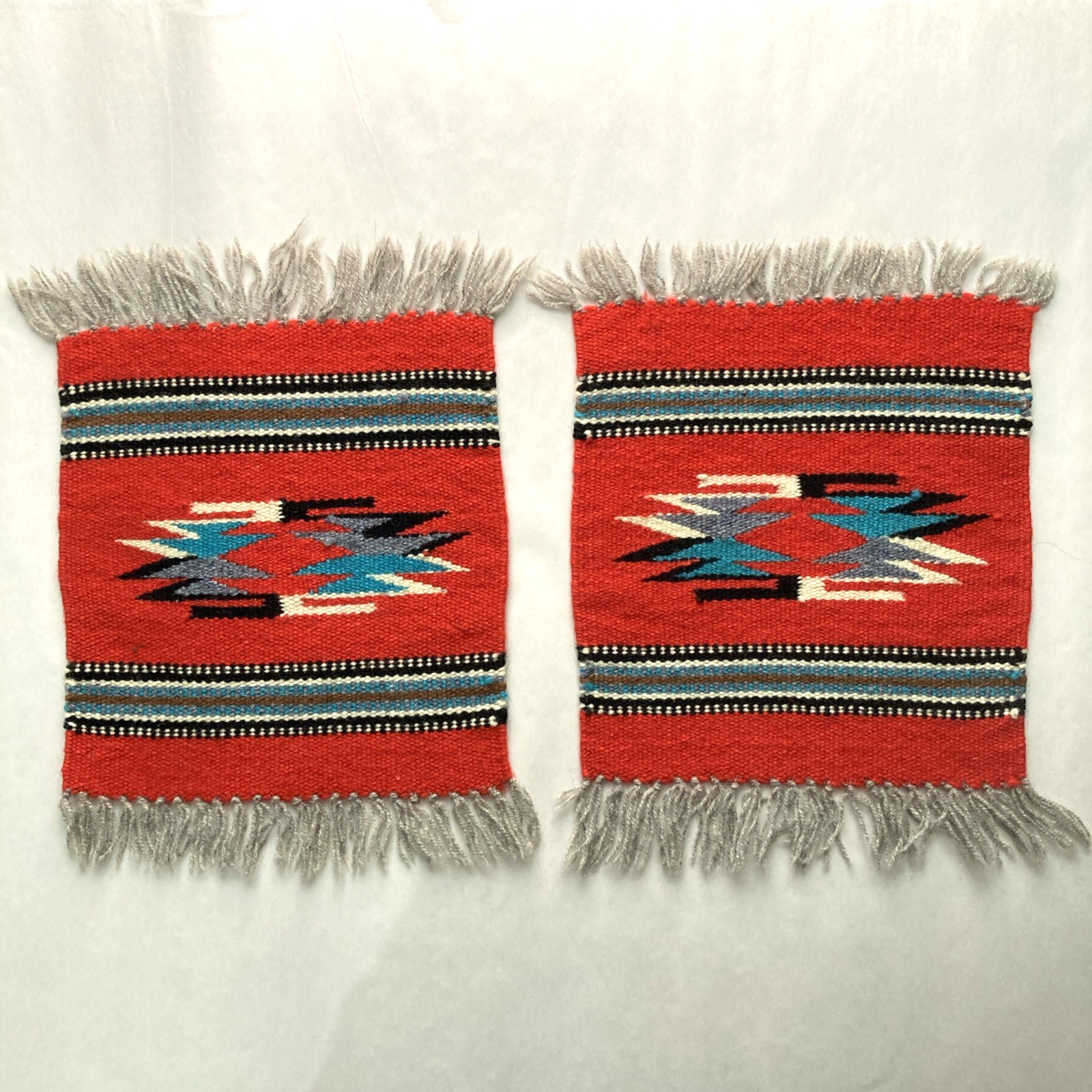 Vintage Two CHIMAYO Small Hand Woven Wool Mats 10\