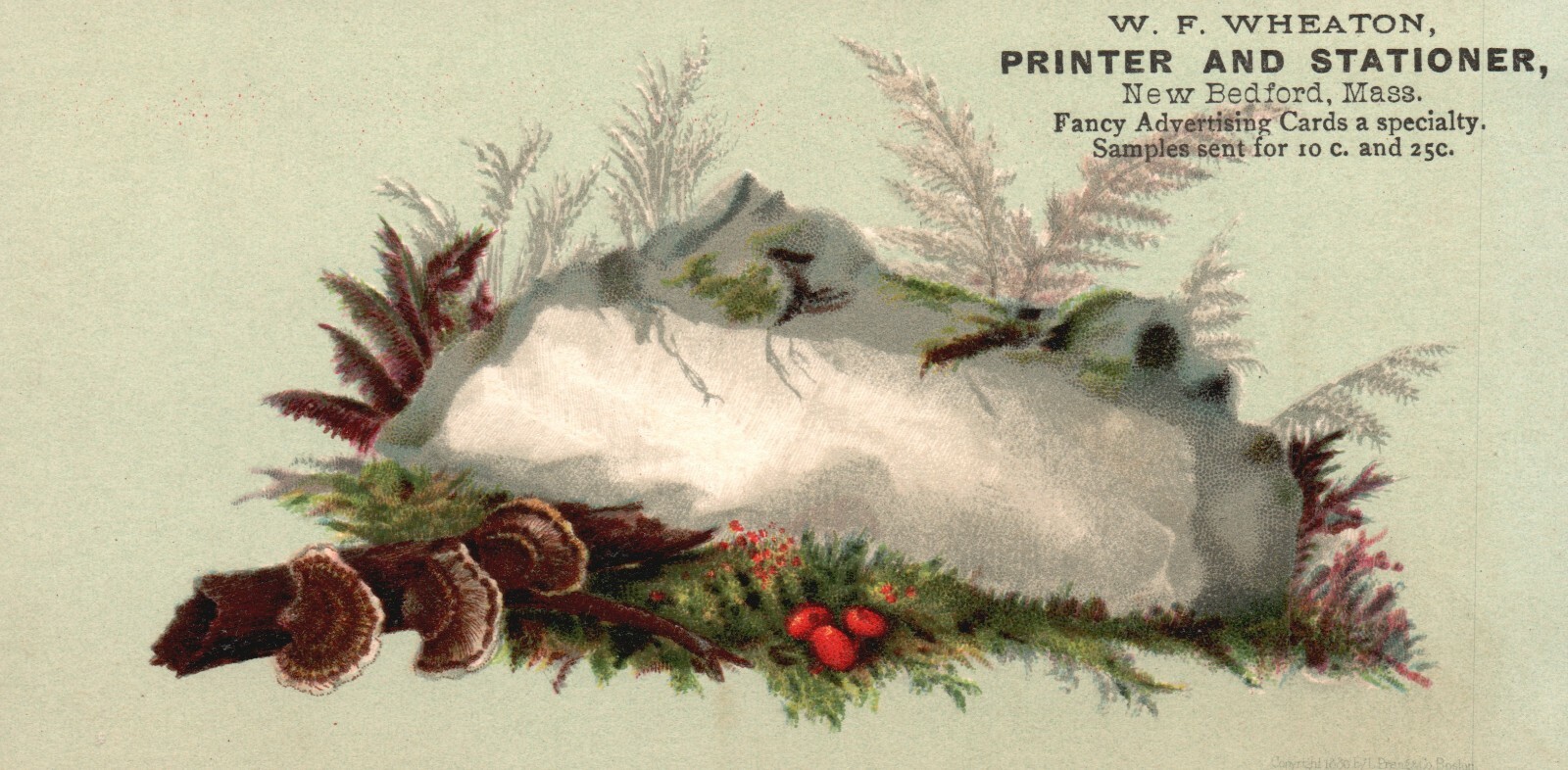 1880s-90s W.F. Wheaton Printer & Stationer New Bedford Advertising Cards MA 1880s-90s W.F. Wheaton Printer & Stationer New Bedford Advertising Cards MA