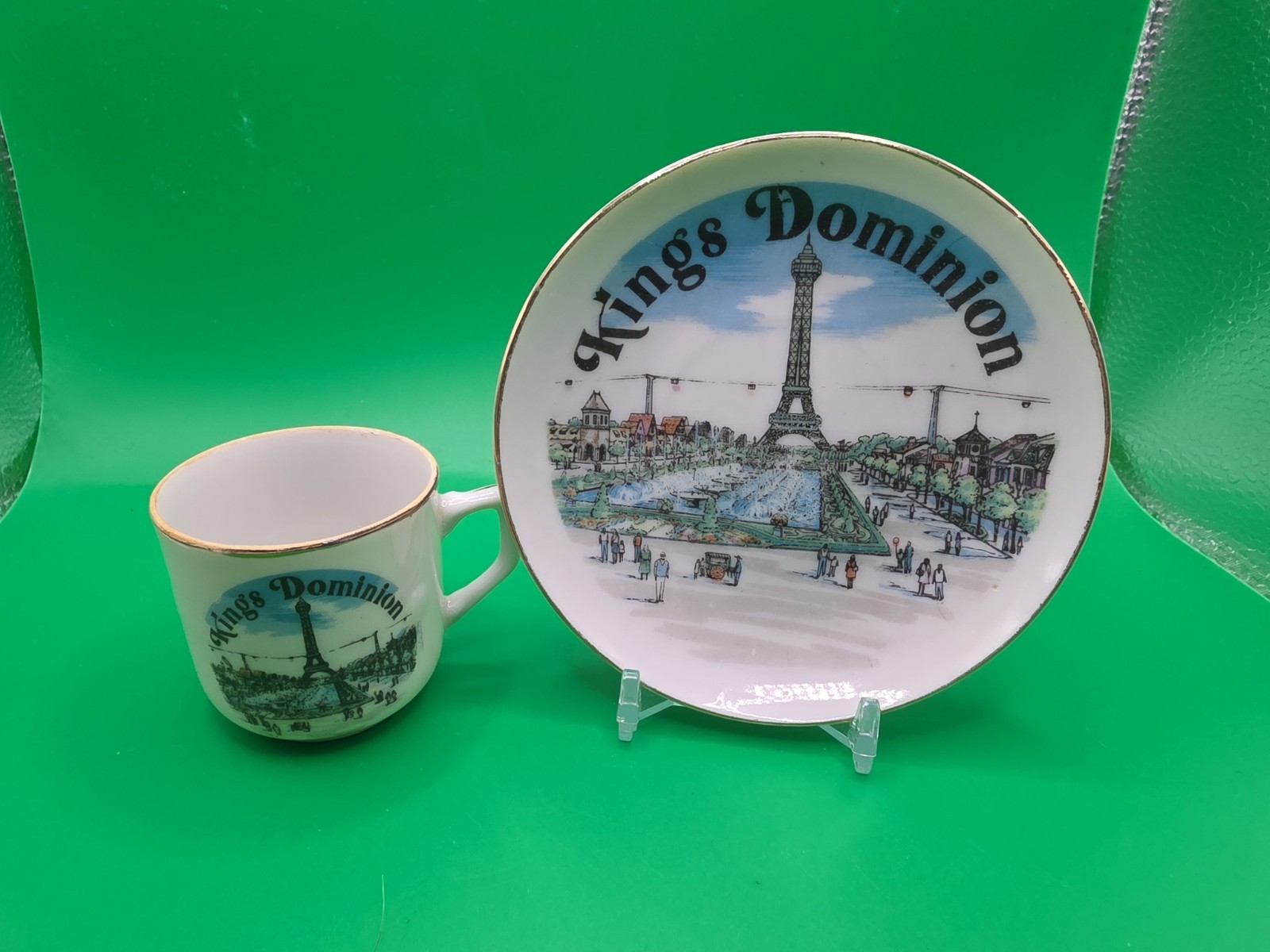 VINTAGE KINGS Dominion PLATE SAUCER & CUP EIFFEL TOWER - Estate Find
