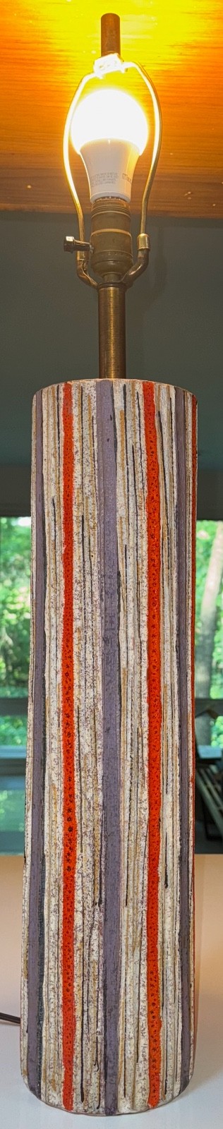 Vintage MCM RAYMOR Pottery Lamp Textured Mid Century Modern Lighting Italy 1960s