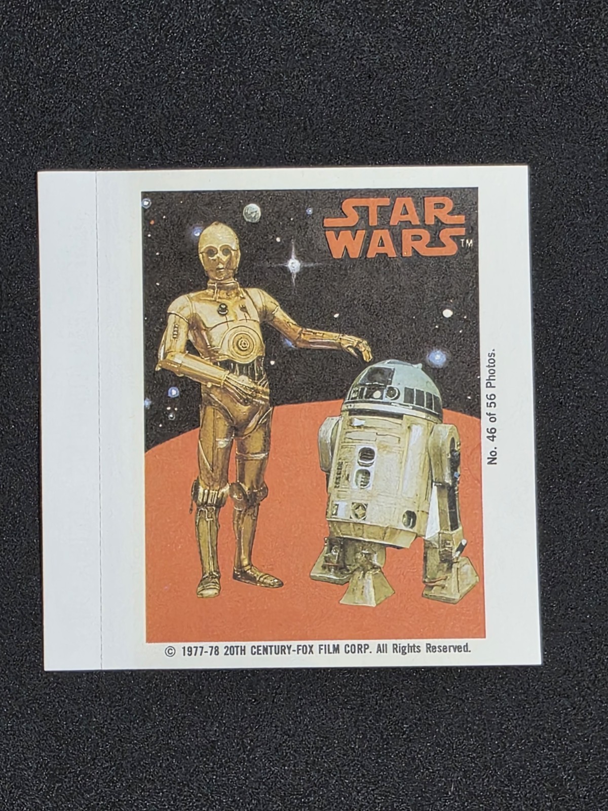 1977-78 Topps STAR WARS Sugar-Free Gum Wrapper Pin-Up C3P0 & R2-D2 #46