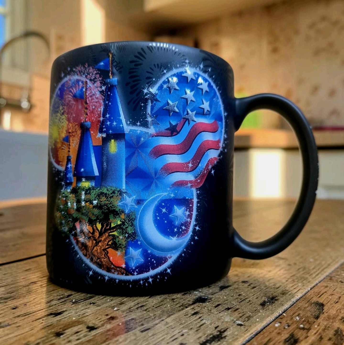 Vintage Walt Disney World 3D Mickey Mouse American Flag Coffee Mug Magic Kingdom
