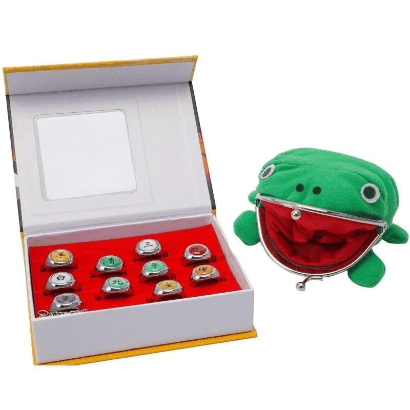 Anime Akatsuki Rings 10pcs Cosplay Collection Frog Wallet Ninja adjustable Ring
