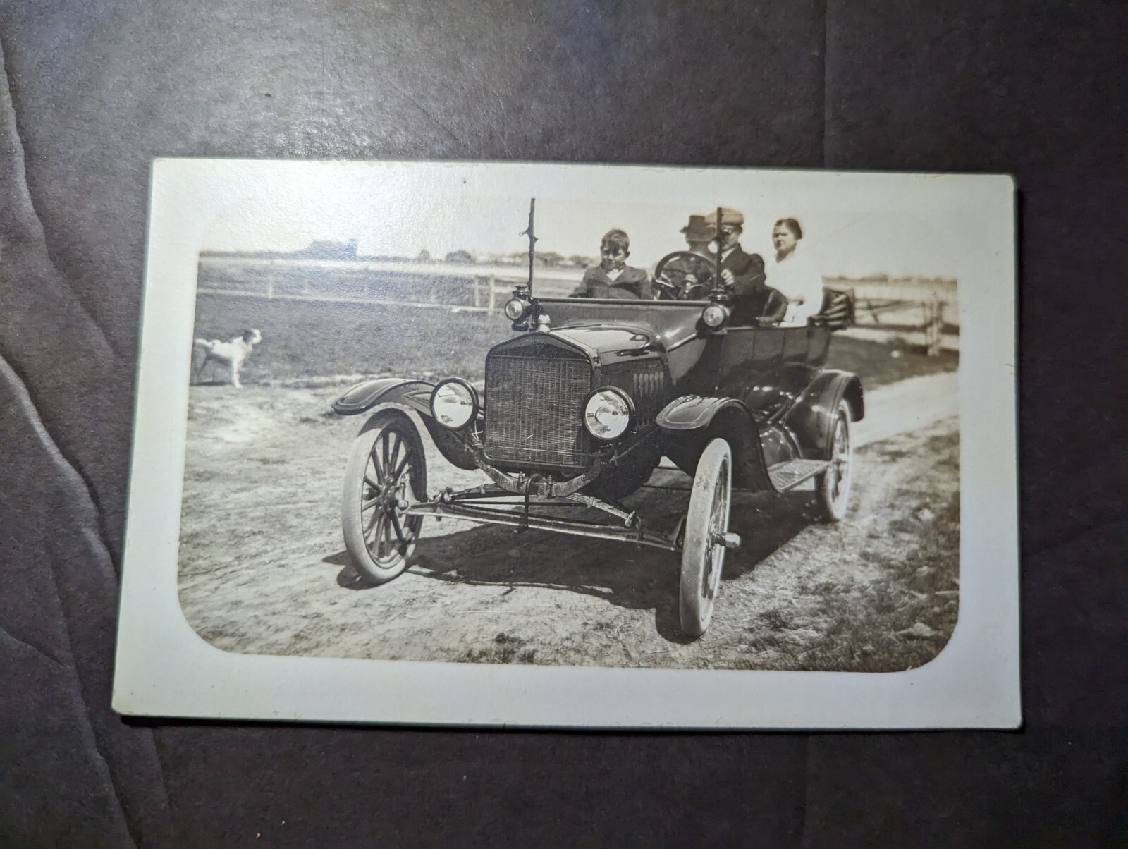Mint USA Early Automobile Car Vehicle RPPC Postcard Family Going for a Drive