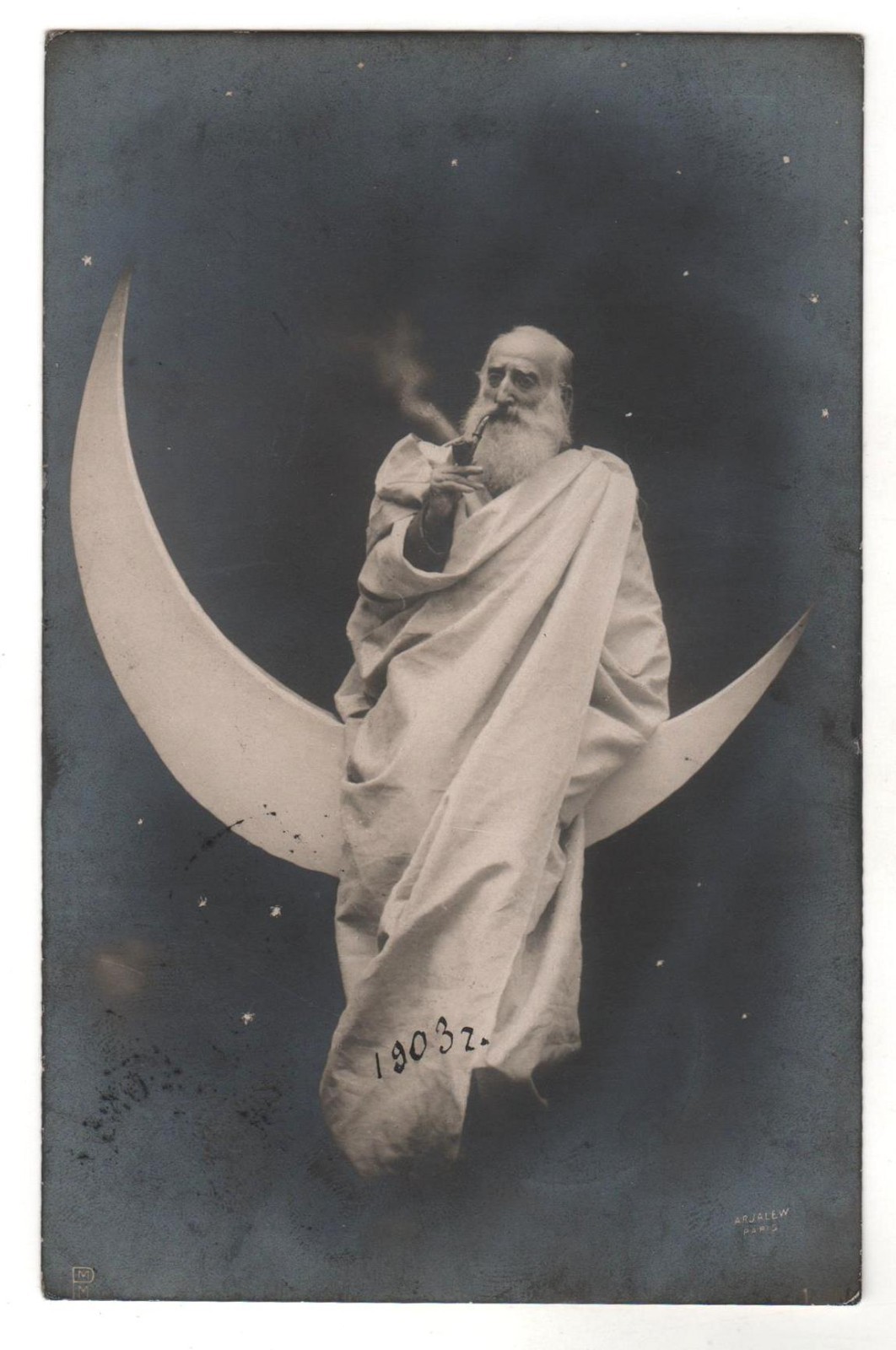 Rare 1903 Russian Paper Moon Postcard – Odessa to Poltava – Real Photo RPPC