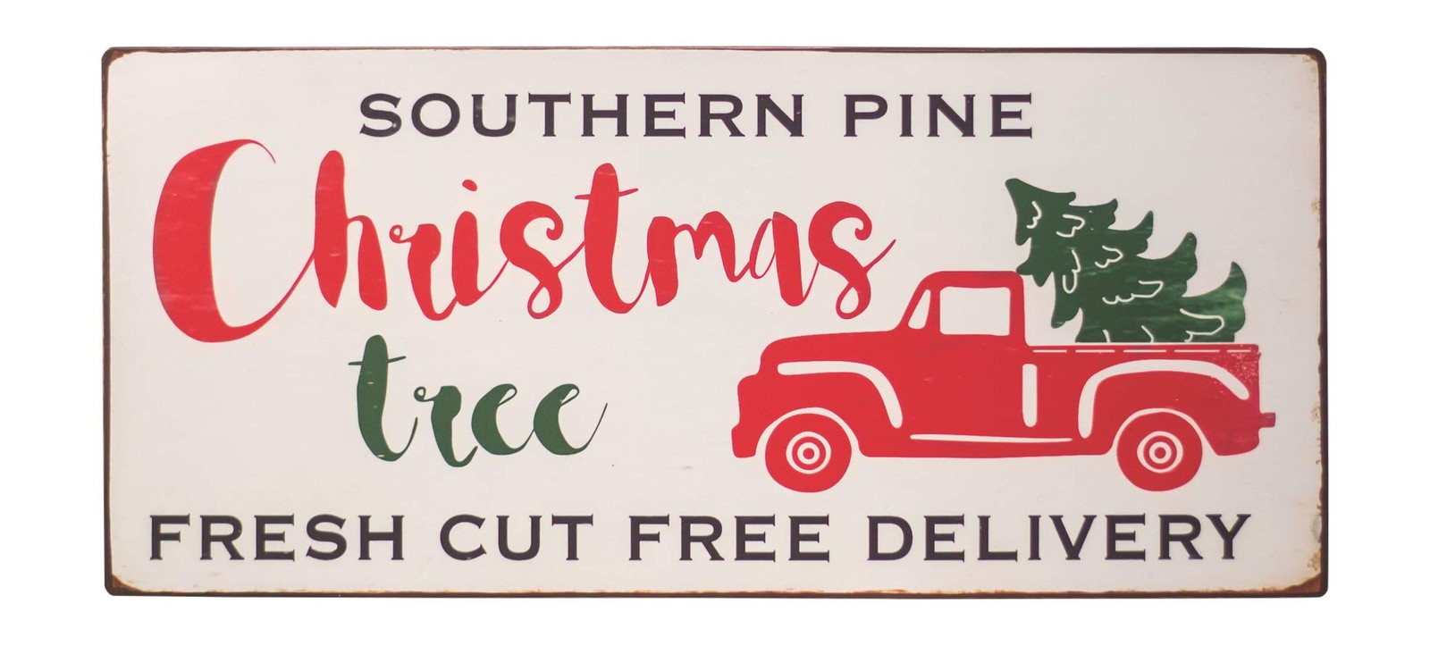Col House Designs Red Truck Christmas Tree Metal Sign – Farmhouse Vintage Decor