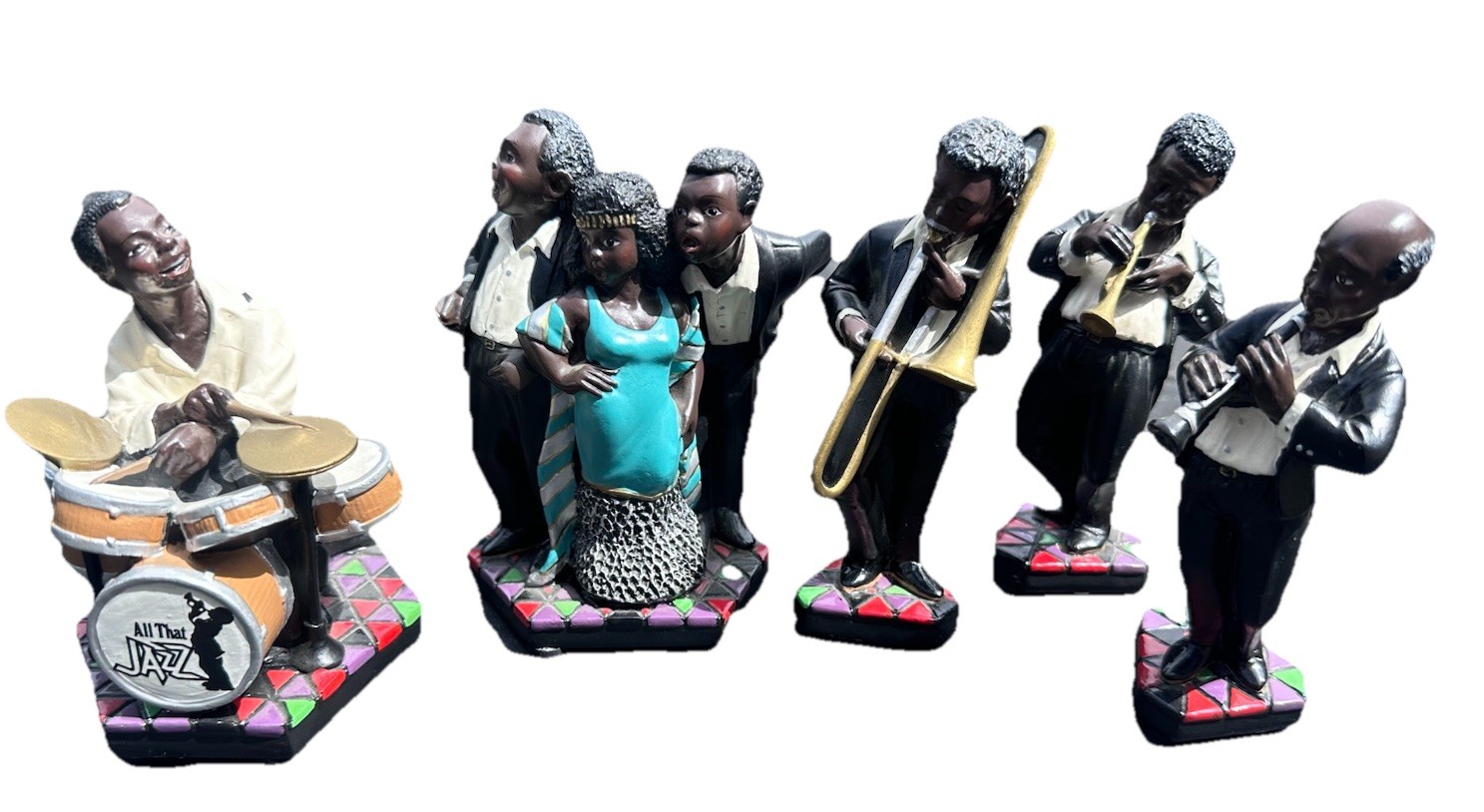 VTG 1994 Enesco ALL THAT JAZZ Parastone 5 Piece Band Matching Figurines FreeShip