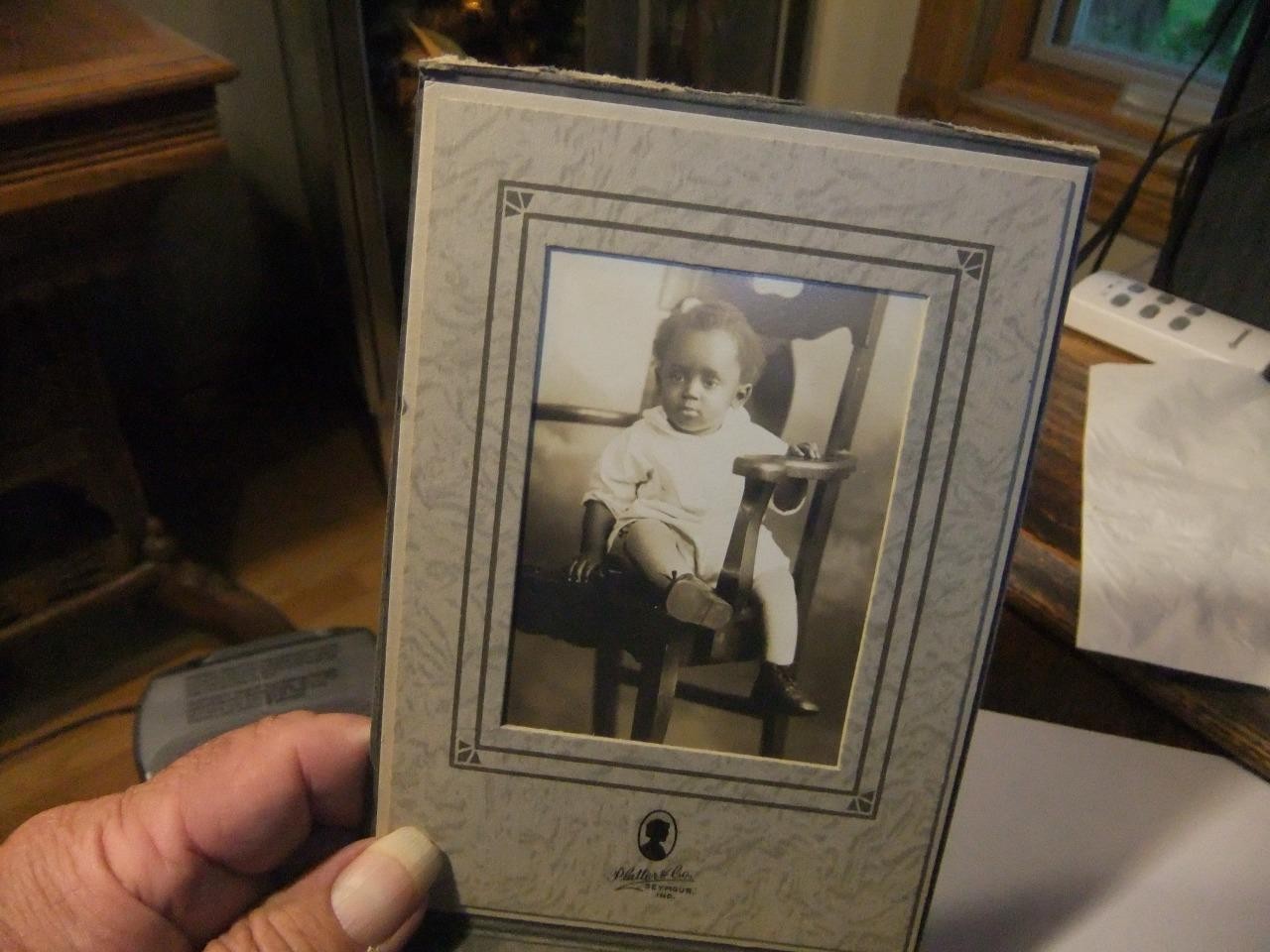 Antique 19c African American Black Baby in Chair Cabinet Photo from SEYMOUR IND.