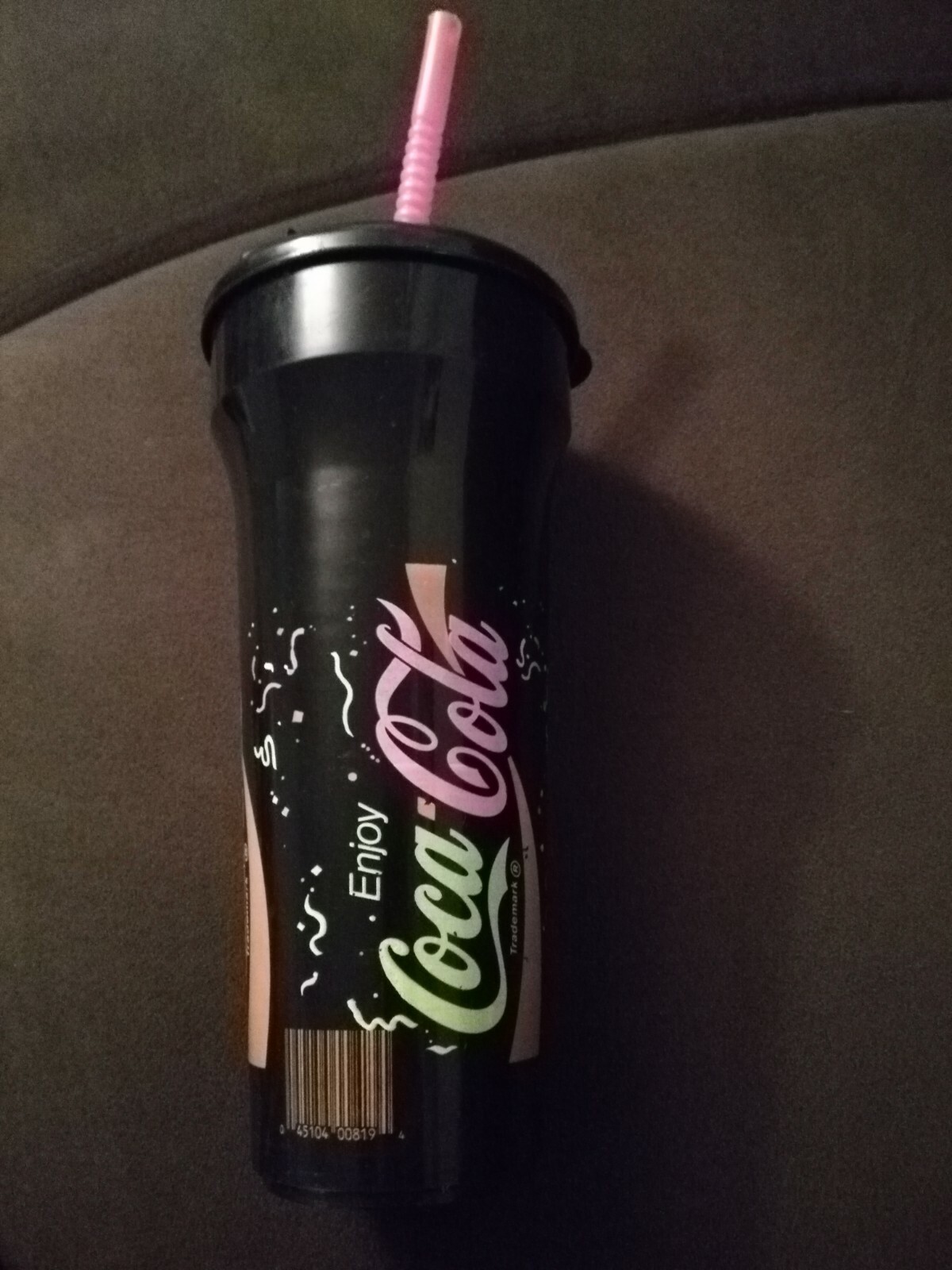 Vintage Enjoy Coco Cola Coke Neon Logo Sports Drink Bottle with Straw - Rare