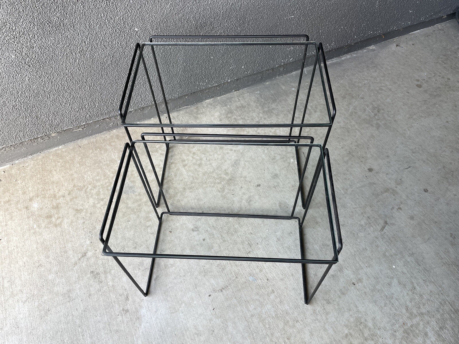 2 Max Sauze Post Modern Nesting Iron SIDE TABLE VINTAGE MID CENTURY Memphis