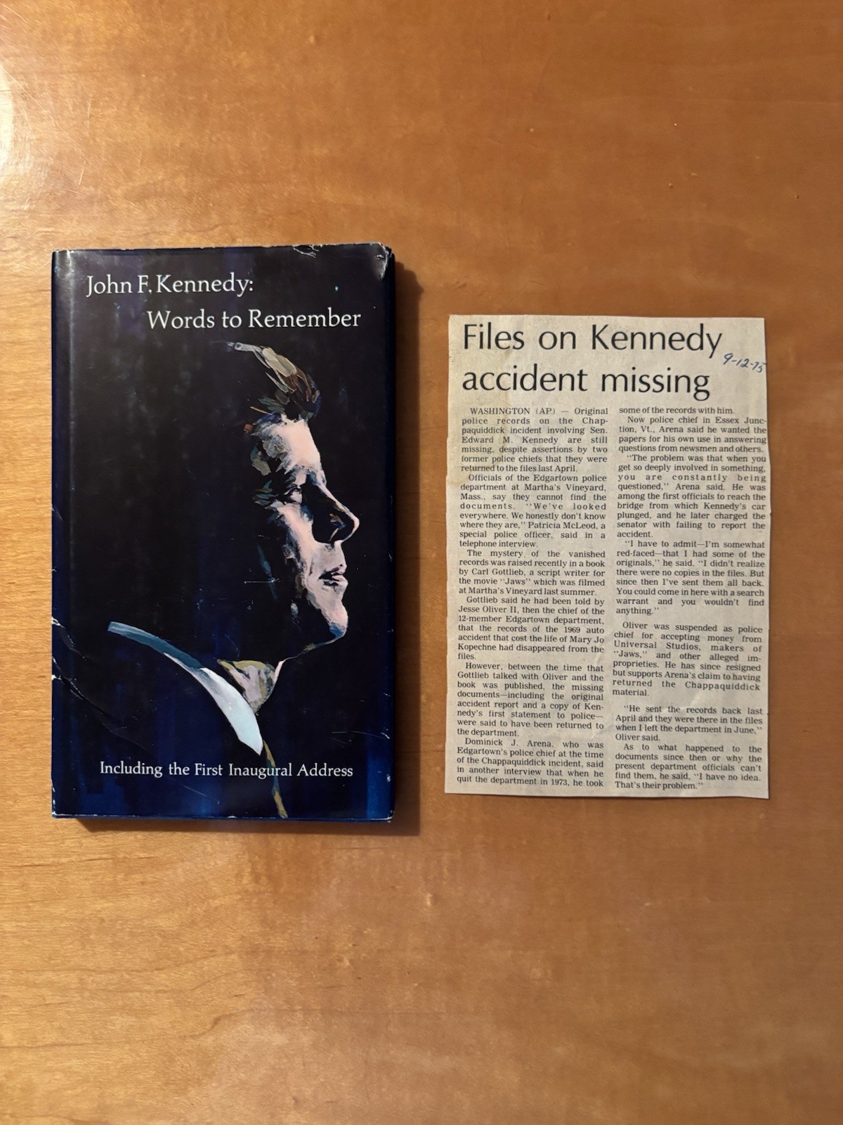 JFK Words To Remember 1967 Hallmark Book & 1975 Chappaquiddick News Ephemera