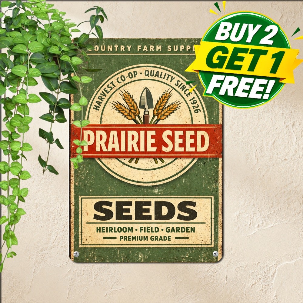 Seeds Feed Farm Ranch Tin Sign Rustic Country Barn Garden Supply Wall Decor 8x12