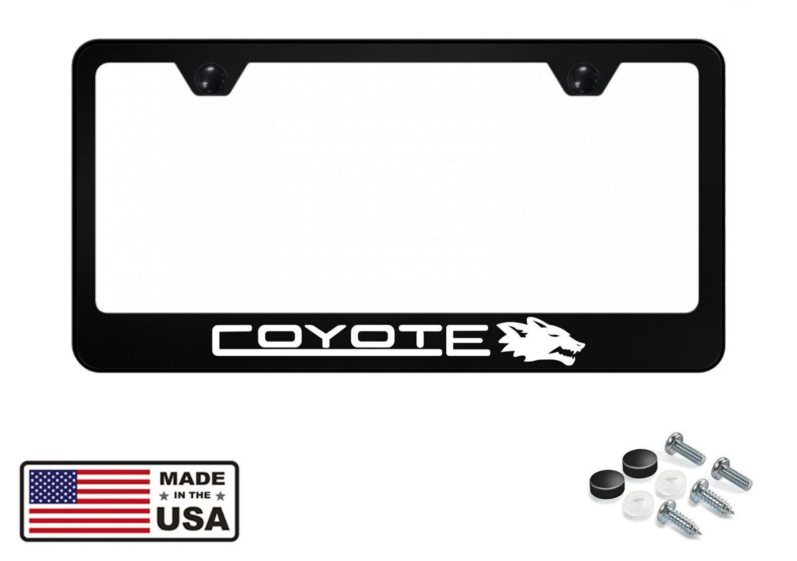 Reflective Mustang Coyote Badge Stainless Steel License Plate Frame Ford 5.0 GT