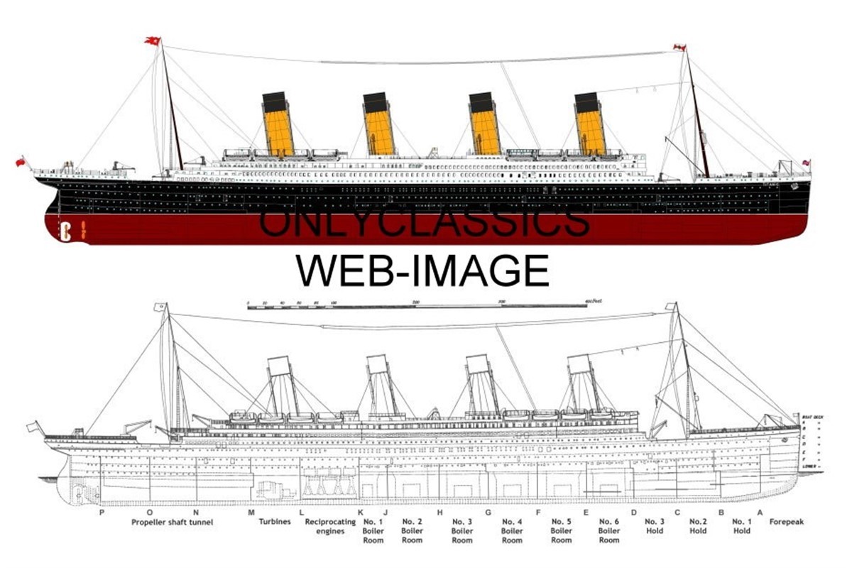 RMS TITANIC OCEAN LINER SHIP ANNOTATED 12X18 PHOTO POSTER GRAPHIC ART DESIGN