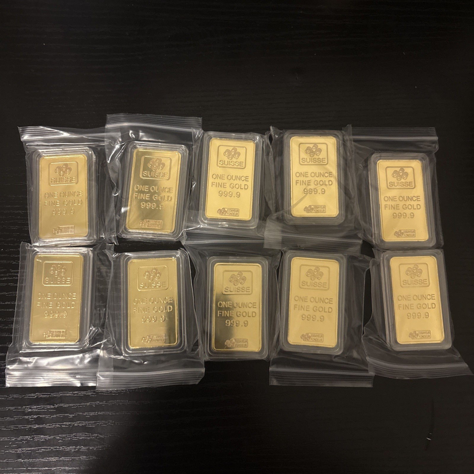 10 PACK Plated Metal Replica 1oz Gold Bar Fake Bullion Prop Collectible Souvenir