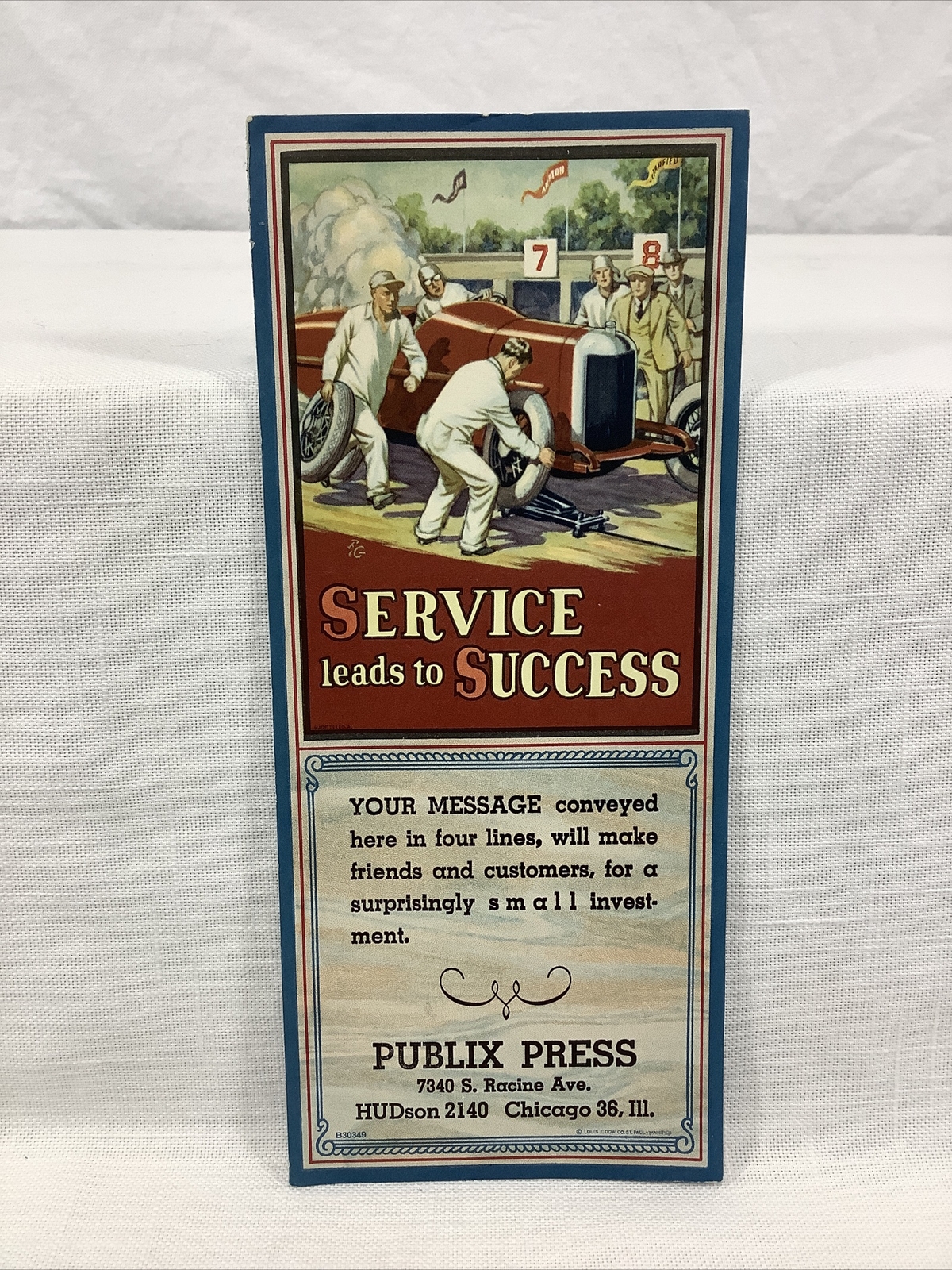 1930 INDIANAPOLIS SPEEDWAY SERVICE IS SUCESS PUBLIX PRESS CHICAGO BLOTTER