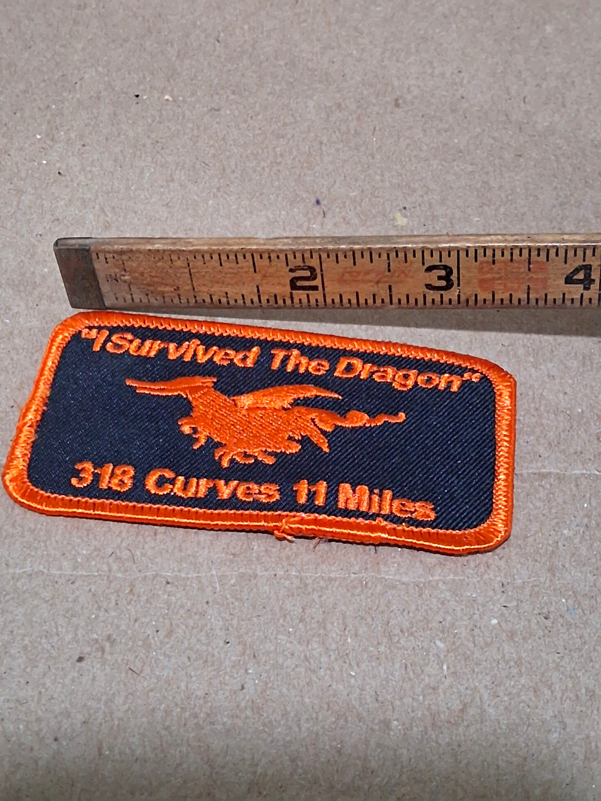 i survived the dragon 318 curves 11 miles motorcycle patch blue orange