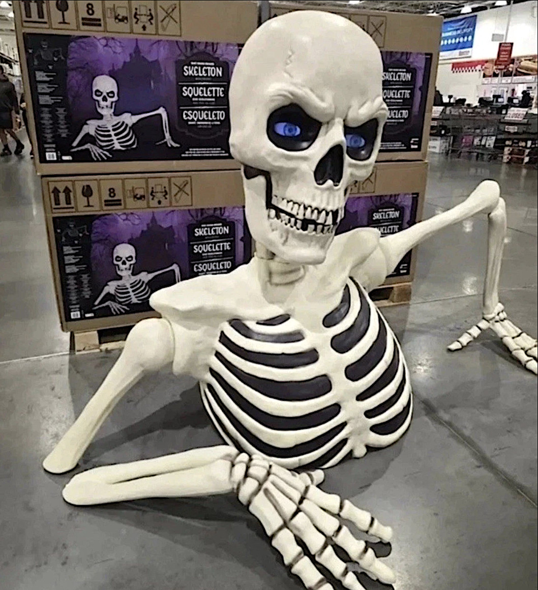 Costco Giant Ground Breaking Skeleton with LCD Eyes and Sound Costco Giant Ground Breaking Skeleton with LCD Eyes and Sound