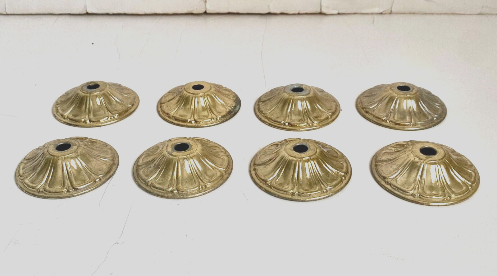 Vintage Stamped Metal Cap Spacer Table Lamp Shade Ceiling Light Victorian Gold
