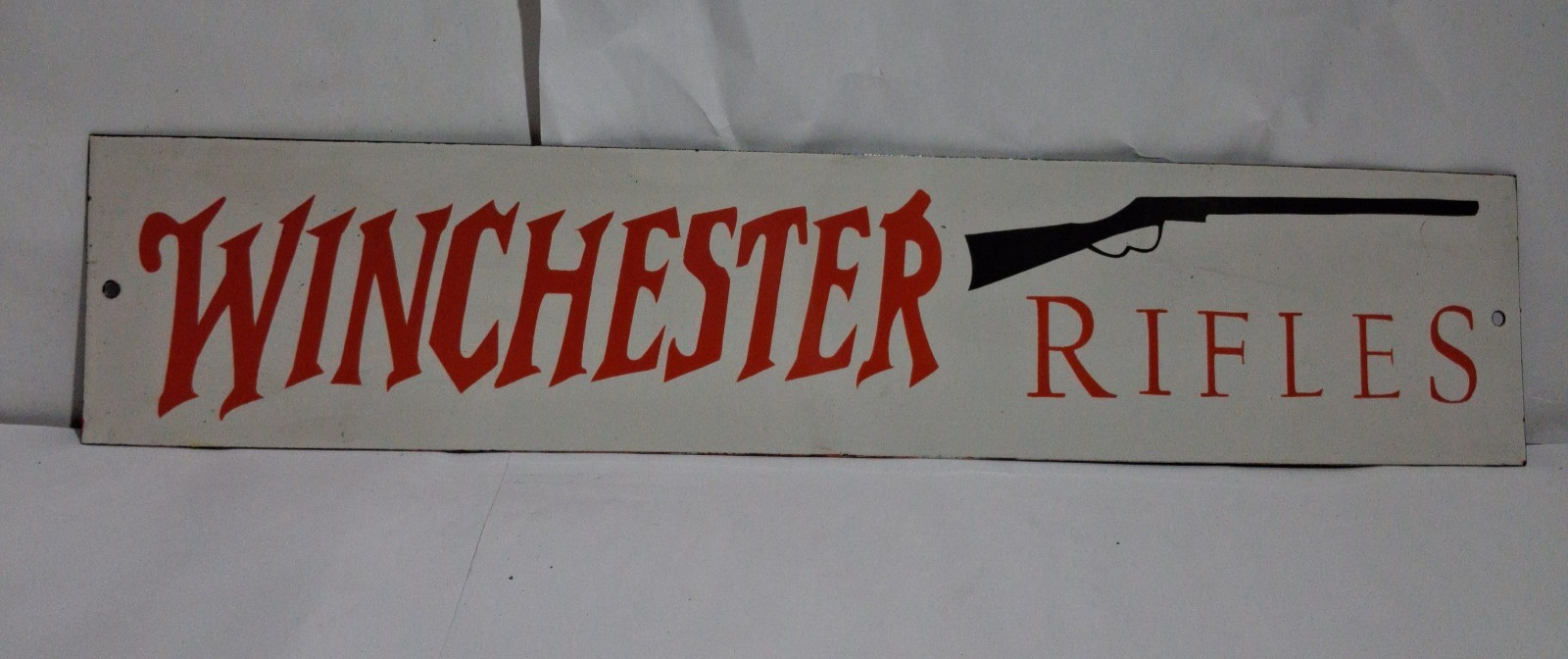 Winchester Rifles Porcelain Enamel Sign 24x5 Inches 1 sides