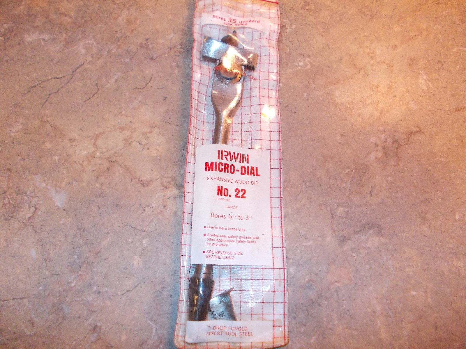 Irwin Micro-Dial expansive wood bit #22 USA NOS brace bit carpenters
