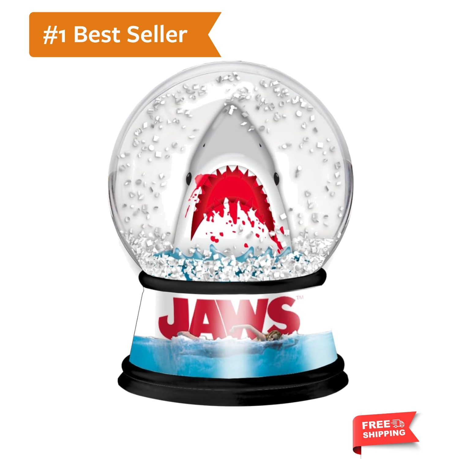 Iconic Jaws Mini Snow Globe - Light-Up 45mm Ocean-Themed Collector\'s Piece