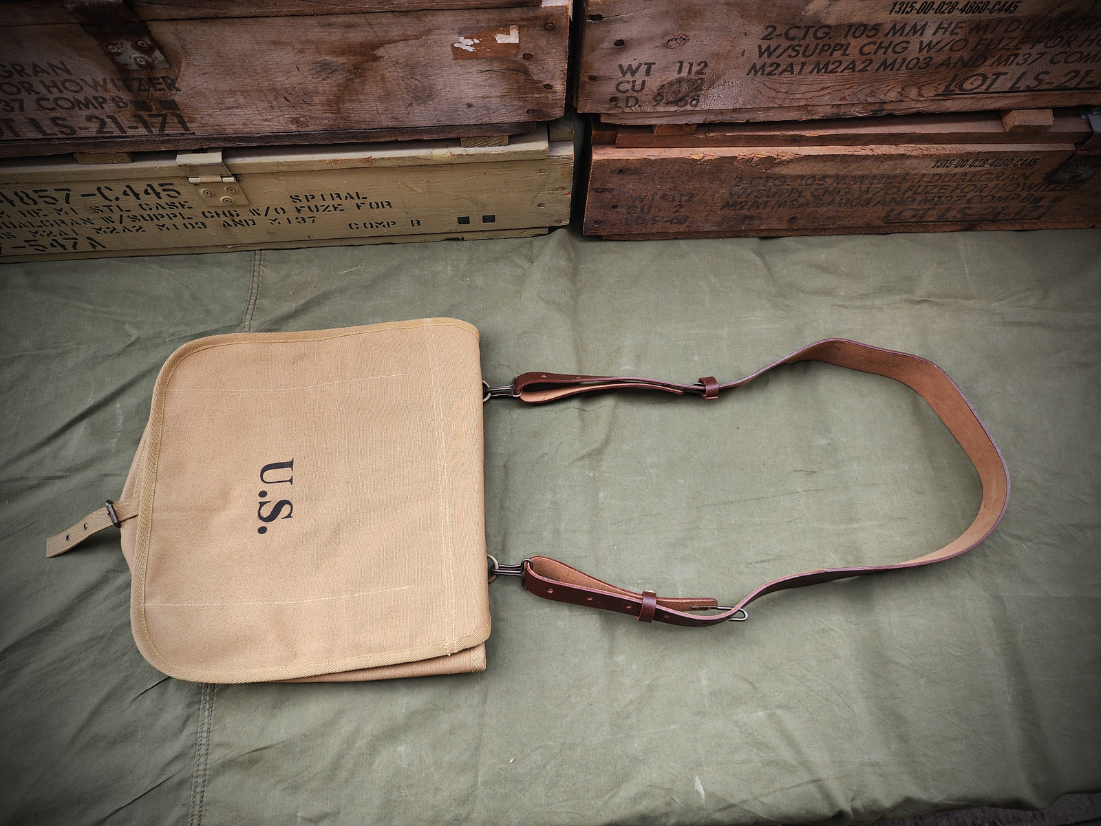 U.S. Spanish American War M1878 Haversack with Leather Shoulder Strap Ration Bag