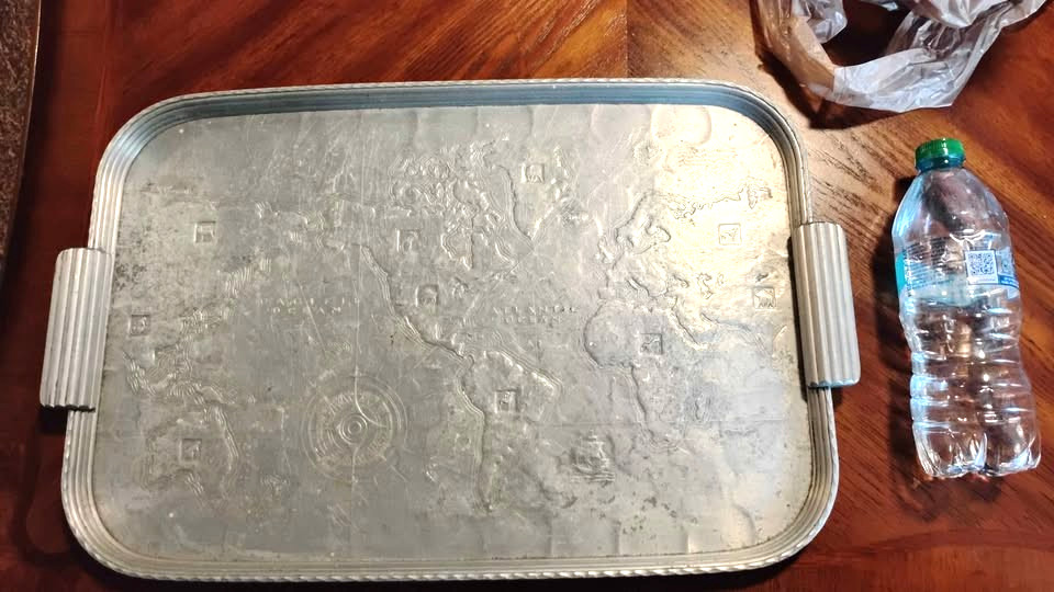 Rare Arthur Armour Hand Wrought Aluminum World Map Small Tray 18 1/4\