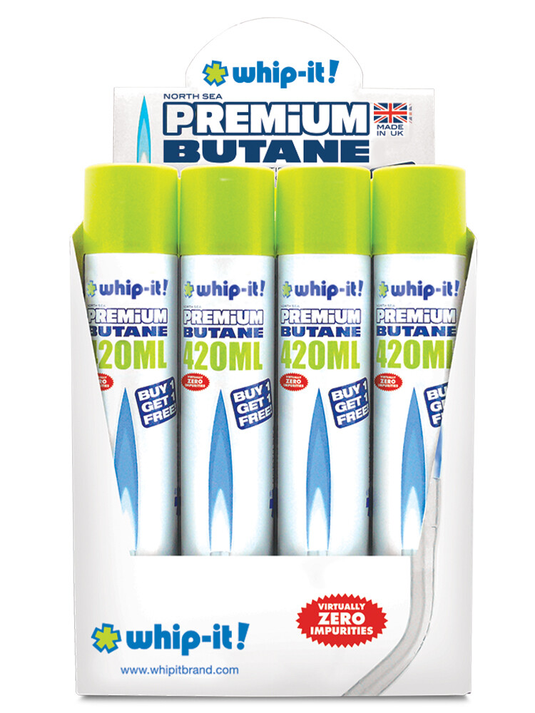12 Whip It Premium Butane BOGO 420ml 6 + 6 Cans Free - Total of 12- FREE Torch