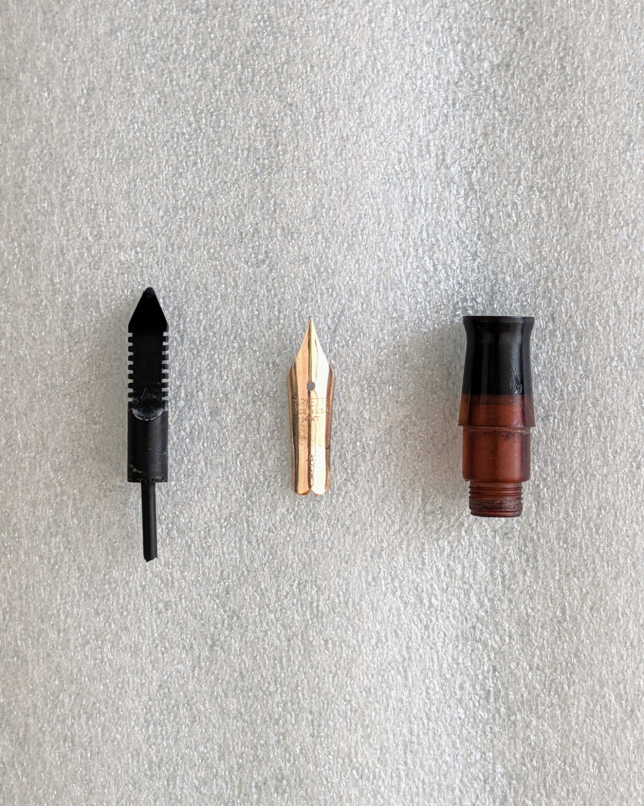 Vintage 1941 Parker Parkette 14K Gold Nib Feed & Grip Section Pen Repair Part Vintage 1941 Parker Parkette 14K Gold Nib Feed & Grip Section Pen Repair Part