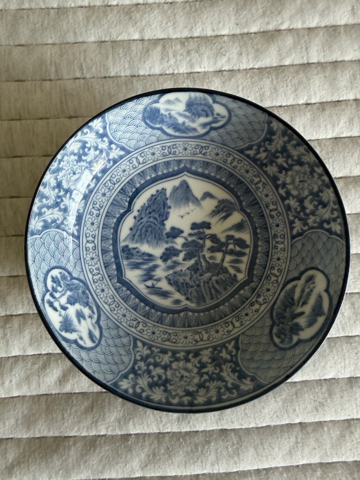Vintage Japanese Arita Blue And White Porcelain Landscape
