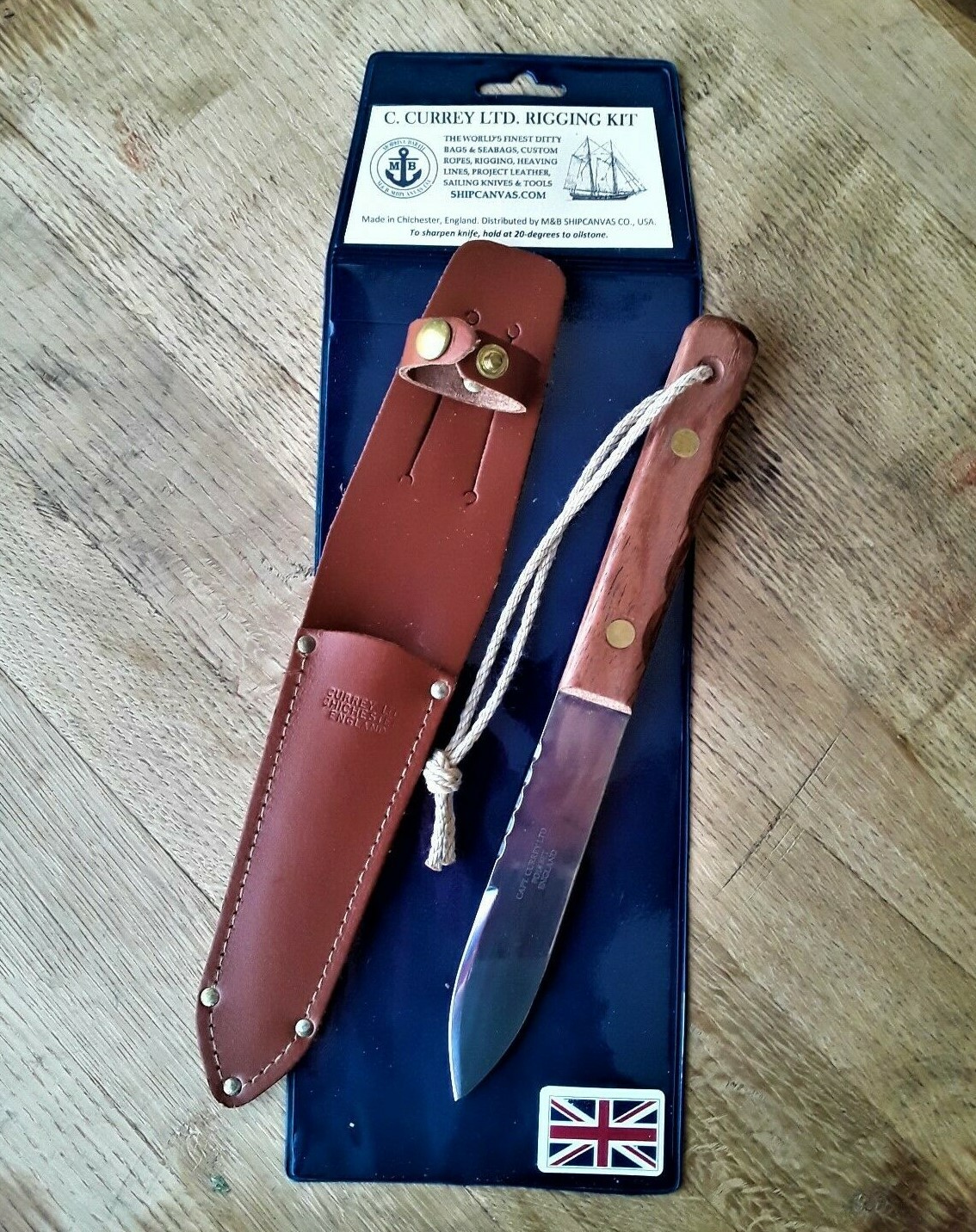 Captain Currey / Seaman\'s MK-1 Navy Deck Knife w/ Leather Sheath