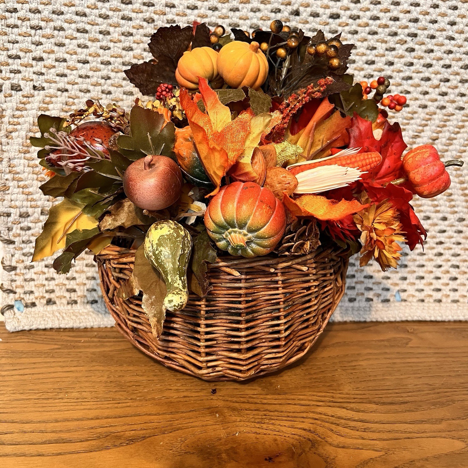French Cottage Vtg Handcrafted Fall Botanical Basket Wall art Thanksgiving French Cottage Vtg Handcrafted Fall Botanical Basket Wall art Thanksgiving