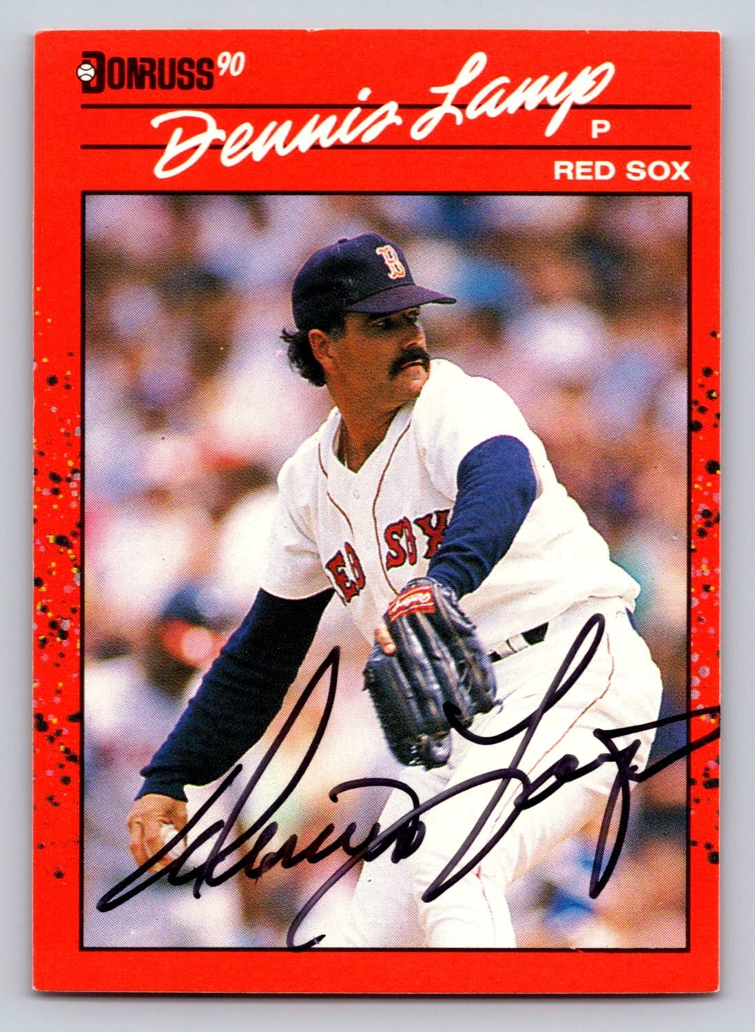 1990 Donruss Dennis Lamp Autographed Baseball Card #423 Red Sox P