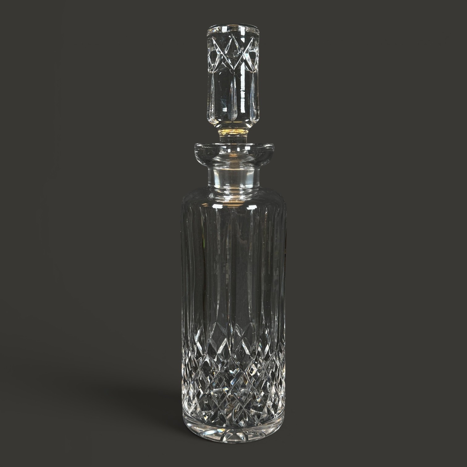 Vintage Cut Crystal Glass Liquor Decanter with Stopper Diamond Pattern 12\