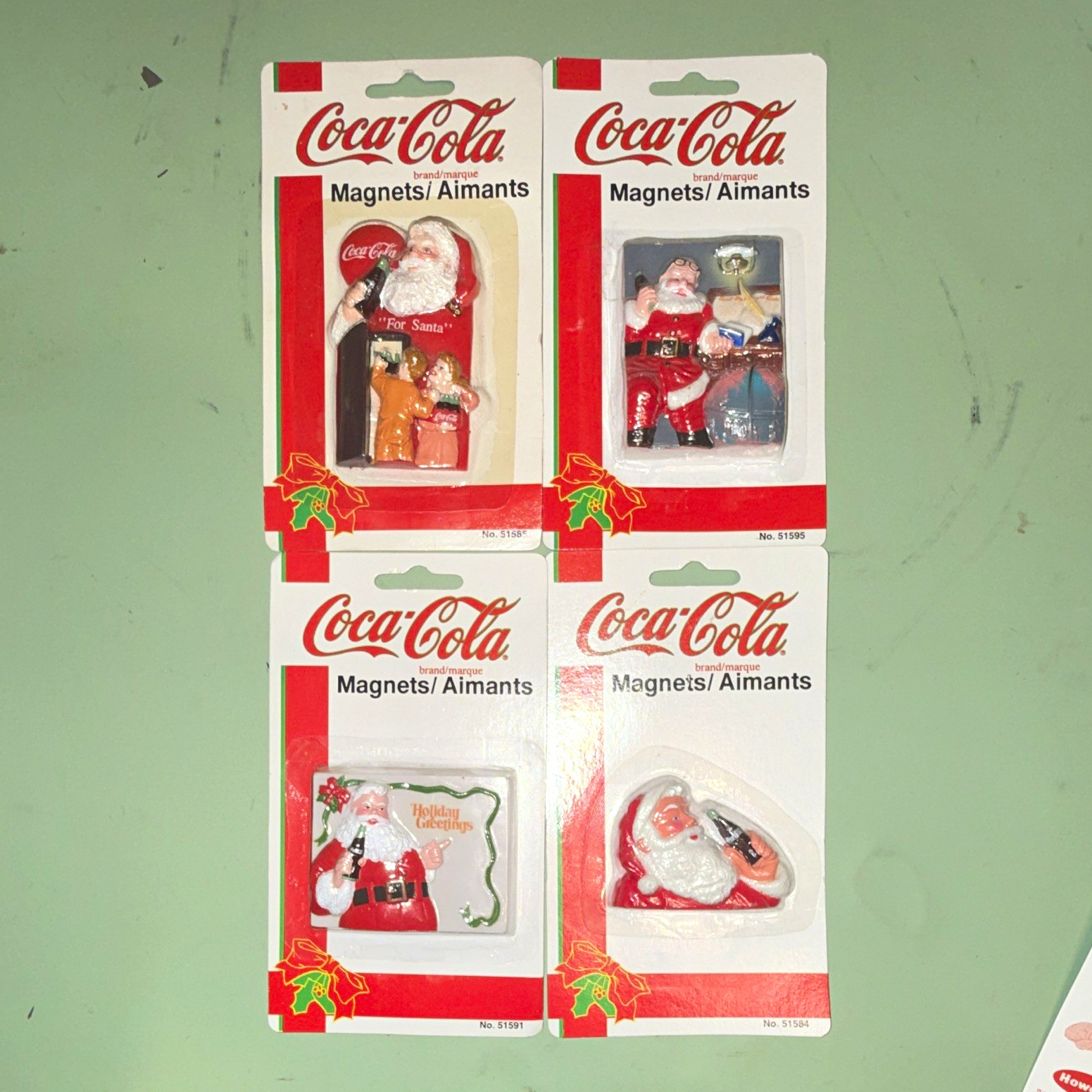 Vintage Coca-Cola Santa Claus Christmas Holiday Refrigerator Magnets 4lot