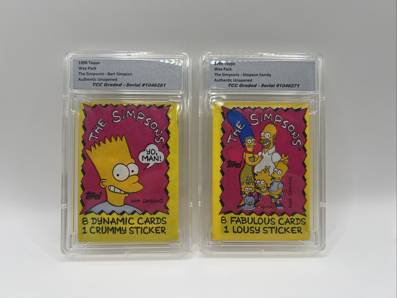 1990 Topps The Simpsons Set Of 2 Wax Packs Authentic Unopened Encapsulated