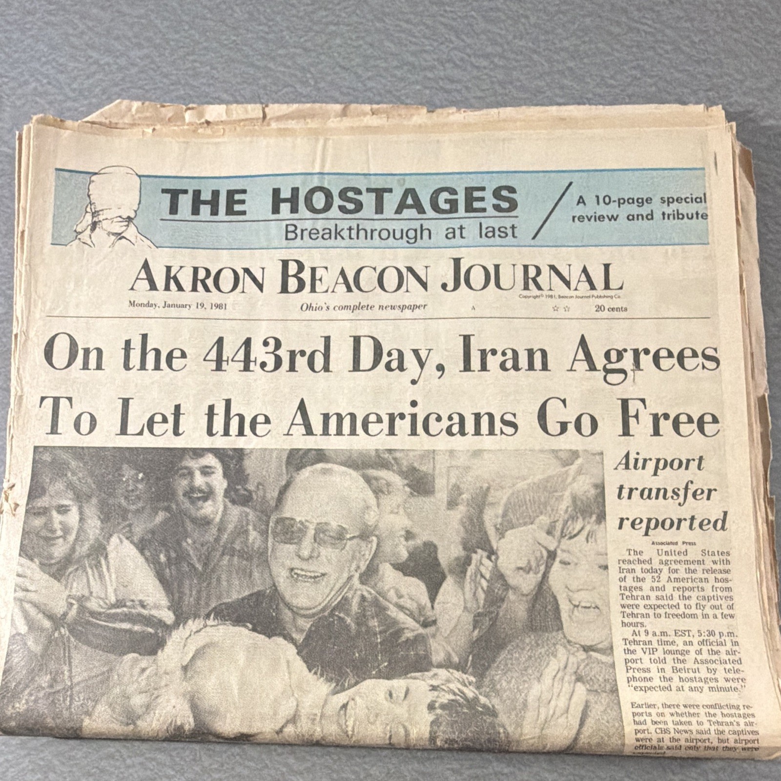 Vintage Jan 19, 1981 Akron Beacon Journal “Iran Hostages Freed” 