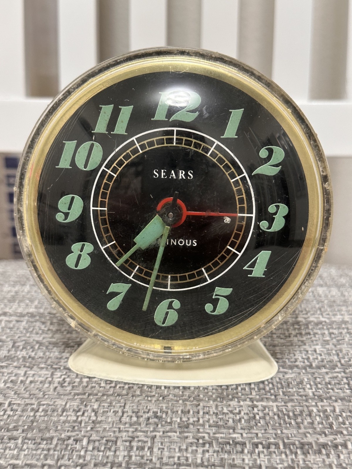 Vintage Sears & Roebuck (Ingraham) Luminous Alarm Clock (7068) * WORKING WELL 