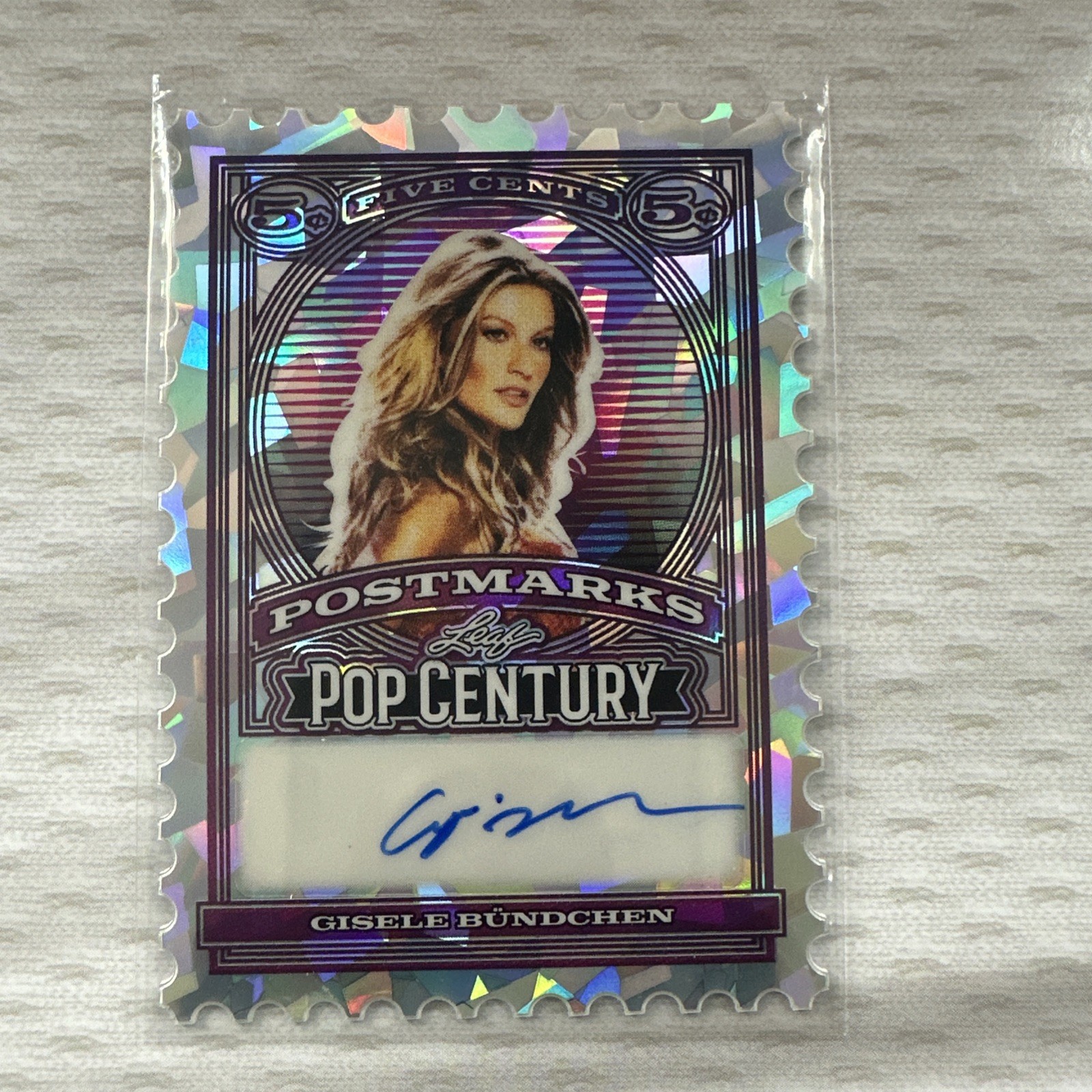 2026 Leaf Pop Century Gisele Bundchen Autograph #d 1/1 Cracked Ice Postmarks