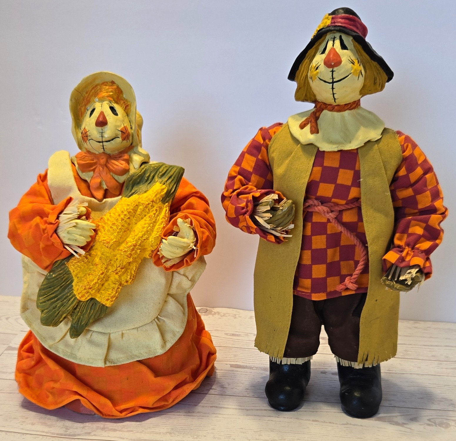 Vintage Celebrations by Silvestri Fall Harvest Scarecrow Couple Figurines 2pcs