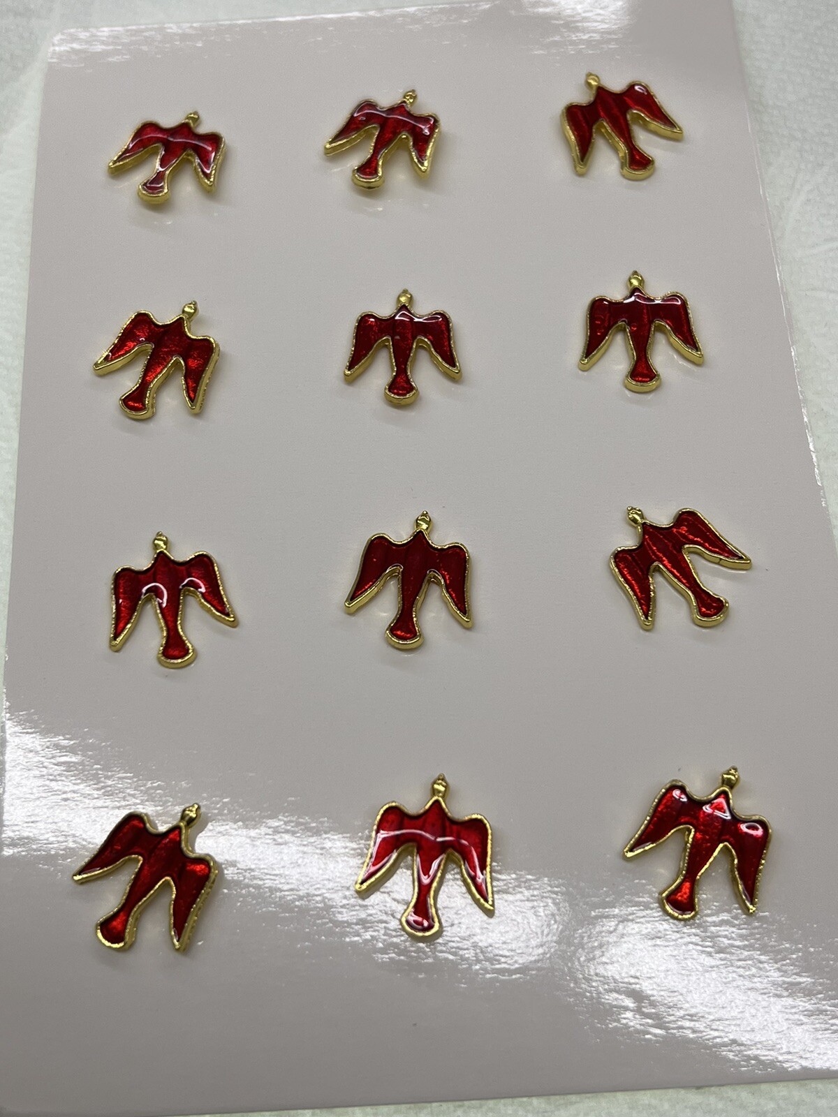 Pack of One Dozen Catholic Holy Spirit Dove Lapel Pins Red
