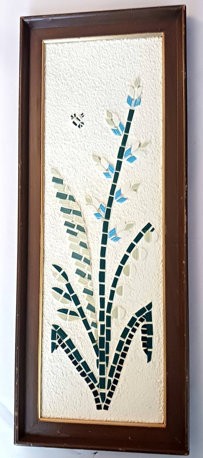 Vacuum Form Faux Mosaic Tile Butterfly and Flower MCM Framed Wall Art Vacuum Form Faux Mosaic Tile Butterfly and Flower MCM Framed Wall Art