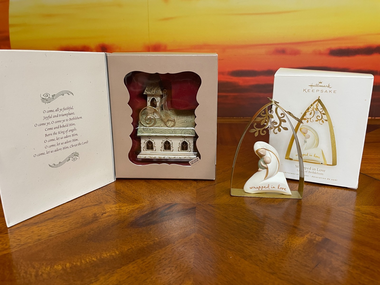 2 Hallmark WRAPPED IN LOVE  & Come All Ye Faithful Collection Keepsake Ornaments
