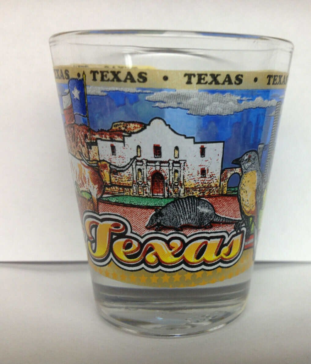 TEXAS STATE WRAPAROUND SHOT GLASS SHOTGLASS NEW 