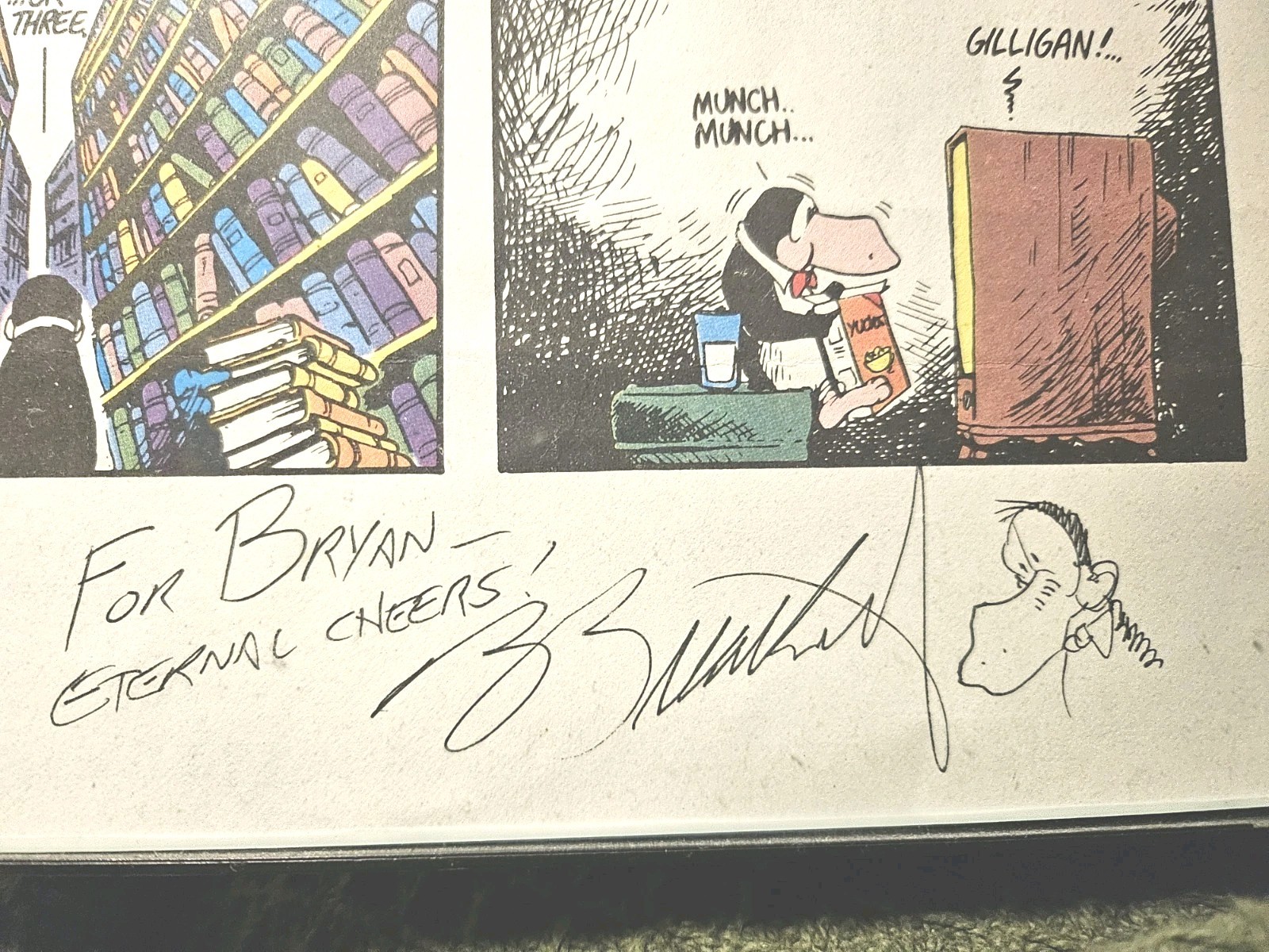 Signed Berkley Breathed Artwork On Bloom County Comic Strip
